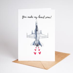 Tarjeta de aniversario con temática de aviación / Tarjeta personalizada con temática de aviación / Me haces volar el corazón / Regalo personalizado para esposo o novio