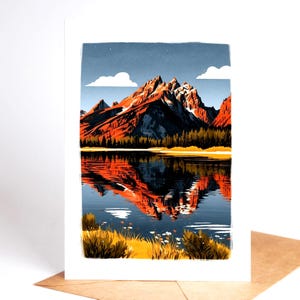 National park folk art greeting card set, ten linocut-style park designs