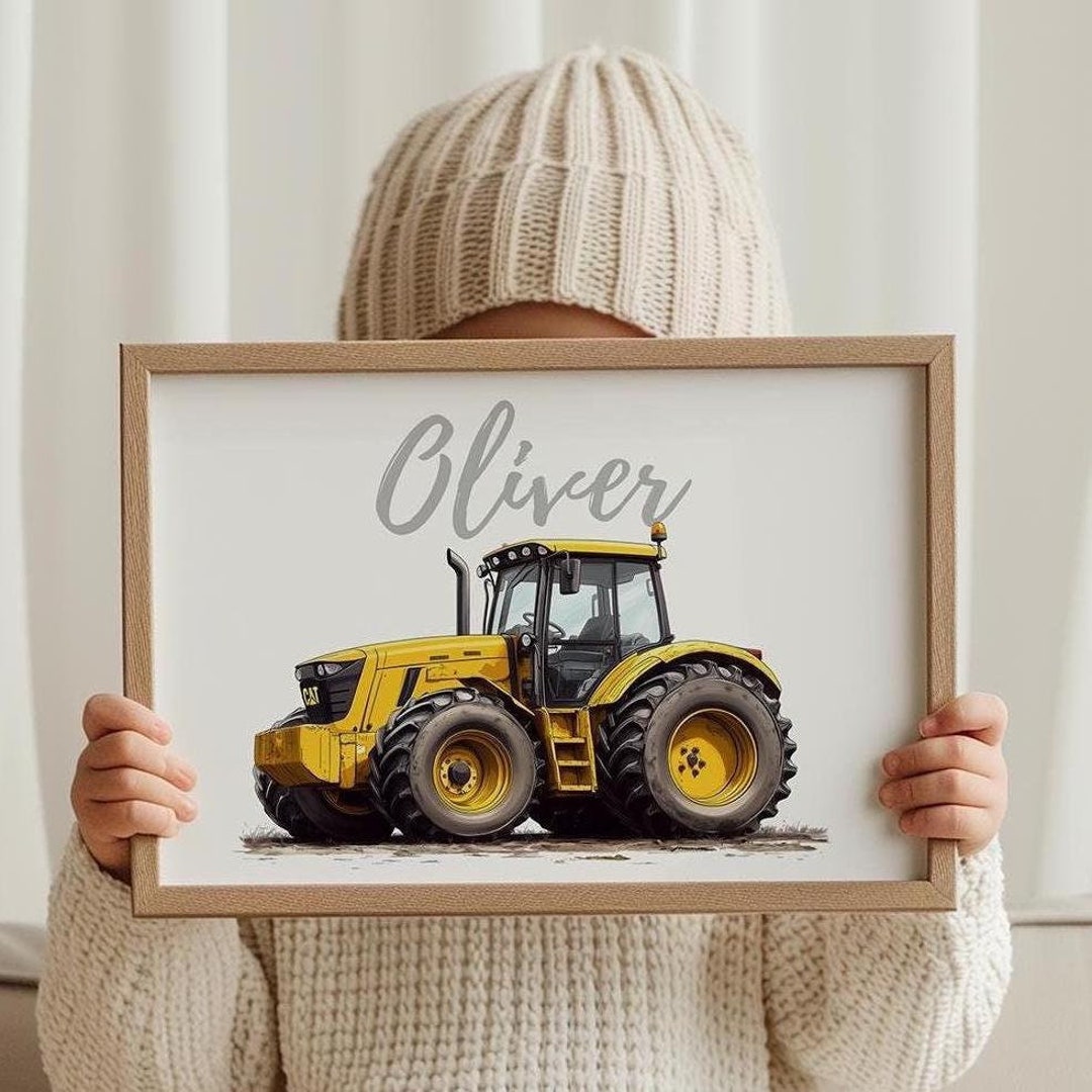Tractor Wall Art for Boys Room | Construction Vehicle Art Print | Kids Bedroom Tractor Decor ...