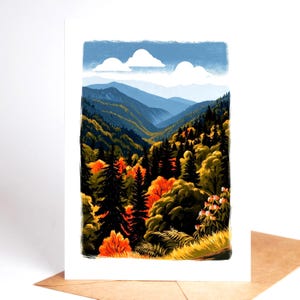 National park folk art greeting card set, ten linocut-style park designs