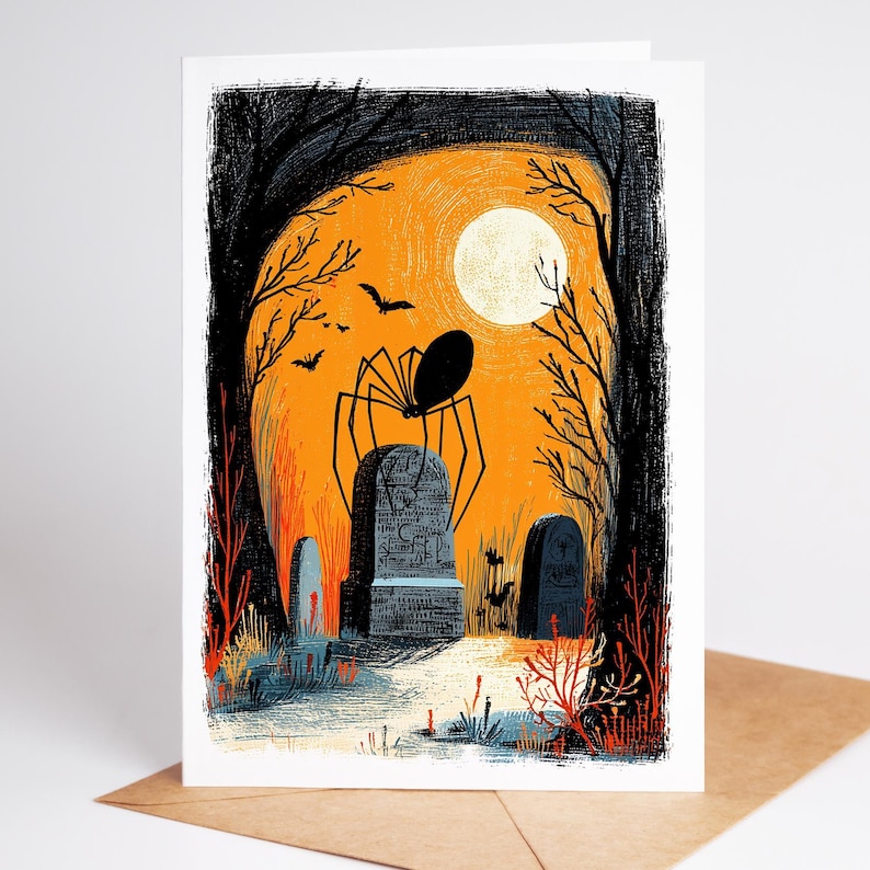 Folk art Halloween greeting card