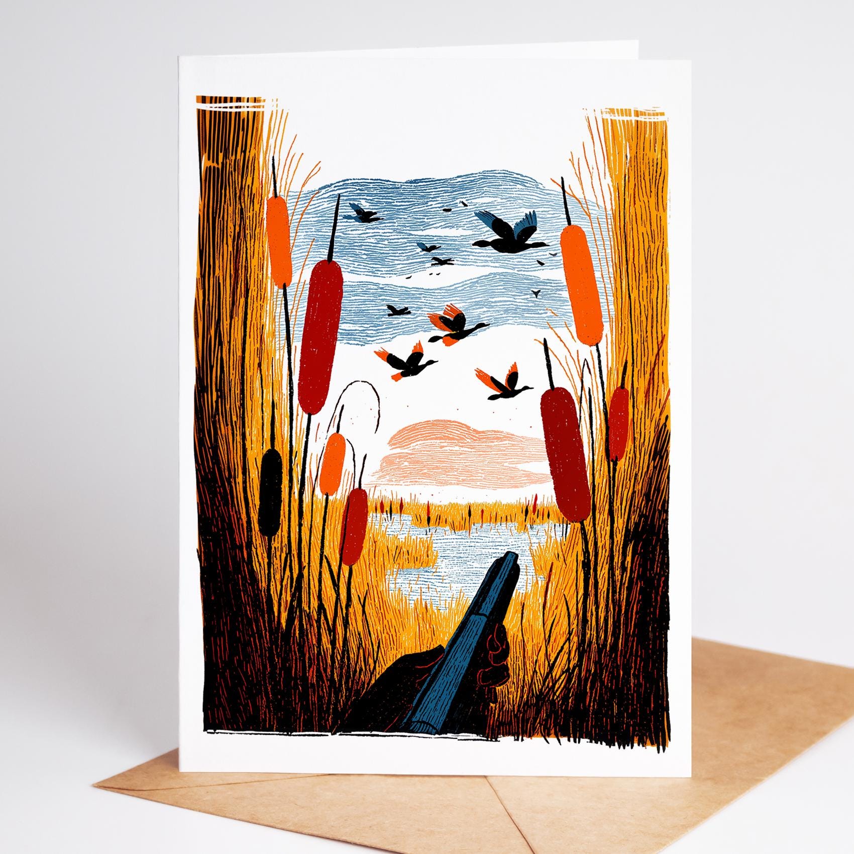 Hunting Card Background Hunting Greeting Card Set of 8 | Hunting Gift for Men | Hunting Art ...