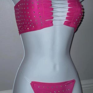 EXOTIC DANCEWEAR - Signature PINK 2 Piece Tube Top set - Strój do tańca dla striptizerek - odzież rave - strój dla striptizerek - odzież dla striptizerek od @ExoticBarbieCo
