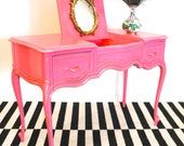 Vintage GLAM French Style HOT PINK Vintage Vanity Desk