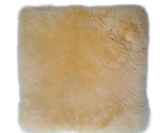 Medical Sheepskin Seat Pad | Natural Wool Cushion for Wheelchair, Office Chair, Car Seat, Stadium | Ultra Warm, Soft Pain Relief | 17"x17"
