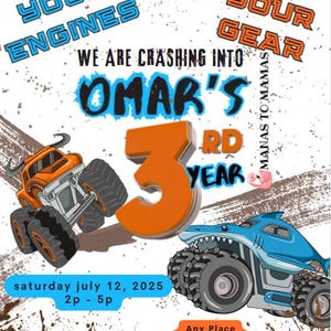 Monster Truck Birthday Invitation