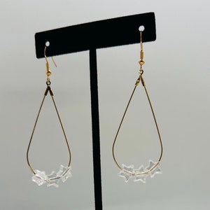Minimalist Clear Crystal Star Drop Earrings