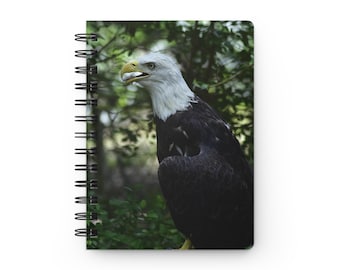 Small Spiral Rule Lined Notebook with American Bald Eagle on the Cover