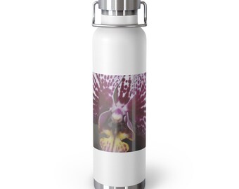Copper Vacuum Insulated Bottle, 22 oz "Purple Orchid" by Kim A. Bailey