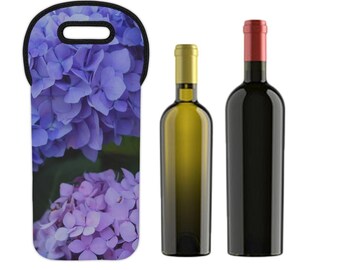 Wine Tote Bag, "Blue Hydrangeas" Photograph by Kim A. Bailey