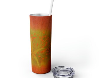 20 oz. Skinny Tumbler with Straw Featuring "Yellow Stamen" A Photograph by Kim A. Bailey