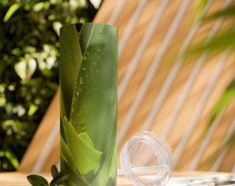 Green Leaves: Photograph by Kim A. Bailey on a Skinny Tumbler with Straw, 20oz