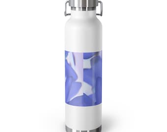 Water Bottle, Stainless-Steel Copper Vacuum Insulated, 22 oz "Blue Tinted Orchids" by Kim A. Bailey
