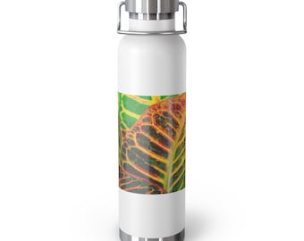 Water Bottle, Copper Vacuum Insulated Bottle, 22 oz "Croton" by Kim A. Bailey