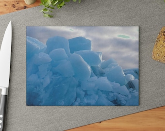Blue Ice Photo Glass Cutting Board - Arctic Iceberg Kitchen Décor