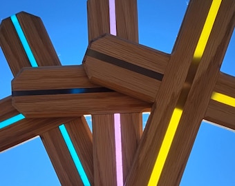 Colored Inlay Oak Crosses | Modern Epoxy Decor | Christian Gift