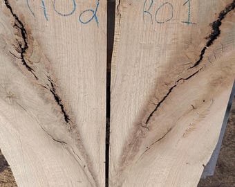 Book Matched Red Oak Slabs – Air Dried Wood Pair for Furniture, Woodworking Projects