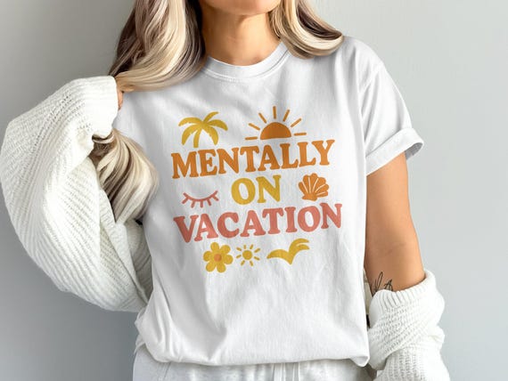 Mentally On Vacation T-Shirt: Retro Groovy Comfort Colors Tee