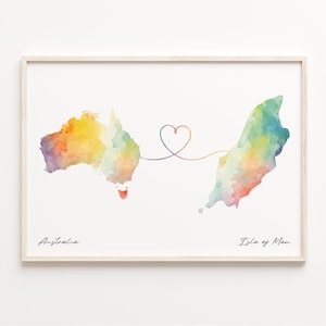 Australien Isle of Man Druck, Aquarell Karte Poster, Irisches Geschenk, Reise Wandkunst, Abschied Reise, C23-882