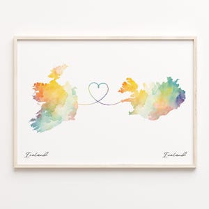Ireland to Iceland Print, Watercolor Map Poster, Icelandic Gift, Travel Wall Art, Continental Love, C23-1076