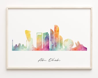 Abu Dhabi Skyline UAE, Poster Print Cityscape Art ZX (6716) - Etsy