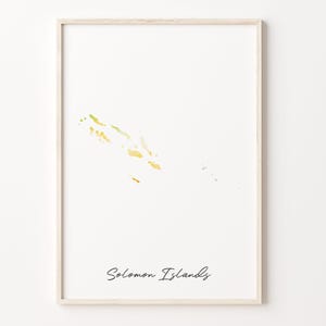 Solomon Islands Watercolor Map Print, Vibrant Solomon Islander Art Poster, SB Colorful Country Wall Art, Watercolor print, C26-166