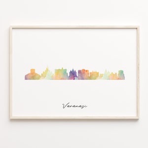 Varanasi Skyline Print, Watercolor Cityscape, India Wall Art Poster, Watercolor Cityscape, Cityscape Art Print, C29-342