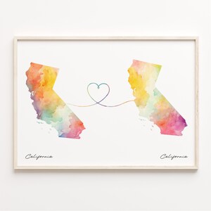 California Connection Print: Watercolor Map, Home Abroad Gift