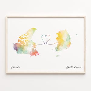 Kanada / Südkorea Druck, Aquarell Karte Poster, Südafrika Geschenk, Reisewandkunst, Gap Year Karte, C23-765