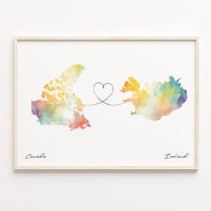 Canada to Iceland Print, Watercolor Map Poster, Hungarian Gift, Travel Wall Art, Welcome Home Gift, C23-677