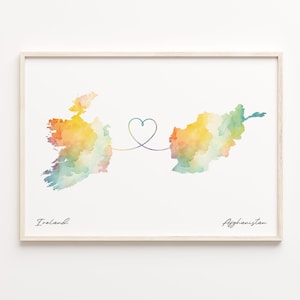 Irland Afghanistan Druck, Aquarell Karte Poster, Afghanistan Geschenk, Reise Wandkunst, Umzugskarte, C23-996