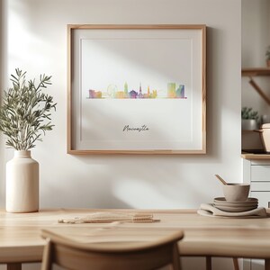 Newcastle Skyline Watercolor Print: United Kingdom Cityscape Art image 2
