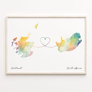 Scotland , Südafrika Druck, Aquarell Karte Poster, südafrikanisches Geschenk, Reisewandkunst, kontinentale Liebe, C23-1735