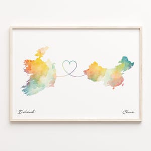 Impression de l'Irlande à la Chine, affiche de carte aquarelle, cadeau chinois, art mural voyage, voyage, C23-1033