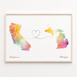 California to Giban Kunstdruck, Aquarell Karte Poster, würdevoller Geschenk, Reise Wandkunst, Übersee Liebe Geschenk, C23-1217