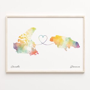 Kanada Jamaika Druck, Aquarell Karte Poster, Italienisches Geschenk, Reise Wandkunst, Abenteuer erwartet, C23-686