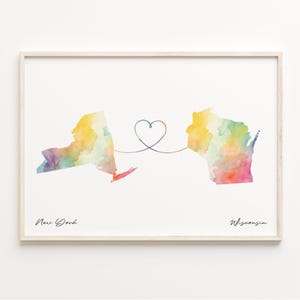 Aquarell New York Wisconsin Poster, Wisconsinite Geschenk, Reise Wandkunst, Expatriate Geschenk, C23-1400