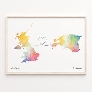 Großbritanien-Estland Druck, Aquarell Karte Poster, Estnisch Geschenk, Großbritanien Wandkunst, LDR, C23-256
