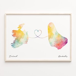 Irland Barbados Druck, Aquarell Karte Poster, Barbados Geschenk, Reisewandkunst, grenzenloses Liebesgeschenk, C23-1010
