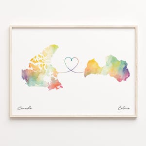 Kanada Lettland Druck, Aquarell Karte Poster, Laotische Geschenk, Reise Wandkunst, Umzug, C23-697