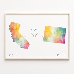 California to Colorado Print, Watercolor Map Poster, Coloradan Gift, Travel Wall Art, Home Abroad Map, C23-1200