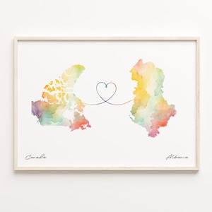 Kanada Albanien Druck, Aquarell Karte Poster, Geschenk für die Welt, Reise, Wanddeko, Geschenk C23-599