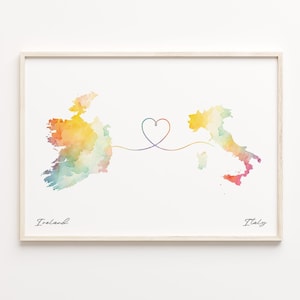 Ireland to Italy Print, Watercolor Map Poster, Israeli Gift, Travel Wall Art, Adventure Awaits Map, C23-1083