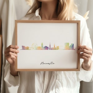Newcastle Skyline Watercolor Print: United Kingdom Cityscape Art image 6