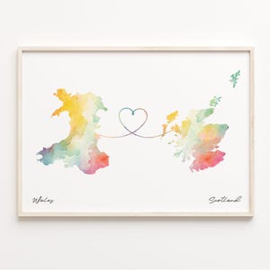 Wales to Scotland Print, Watercolor Map Poster, Scottish or Scot Gift, Travel Wall Art, Cultural Roots Map, C23-1730