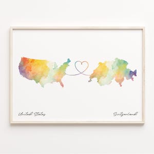 Schweiz Druck, Aquarell Karte Poster, Schweizer Geschenk, US Wandkunst, Digitaler Nomade, C23-175