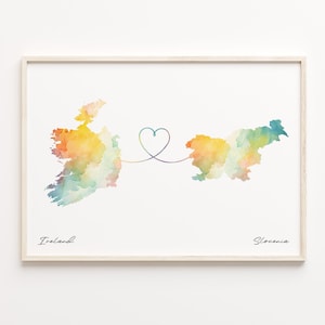 Ireland to Slovenia Print, Watercolor Map Poster, Slovak Gift, Travel Wall Art, Gap Year, C23-1159