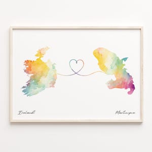 Irland Poster, Martinique Druck, Aquarell Karte Poster, randlose Liebeskarte, Irland Geschenk, C23-1110