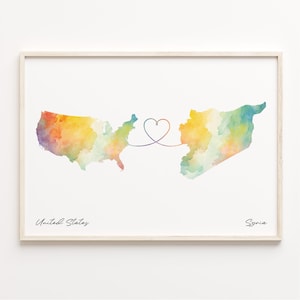 US tograue Karte, Poster mit US Landkarte, Aquarell Karte, Wandkunst, Wandkunst, C23-176