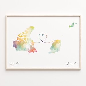 Kanada Grenada Druck, Aquarell Karte Poster, Griechenland Geschenk, Reisewandkunst, Gap Year Map, C23-666